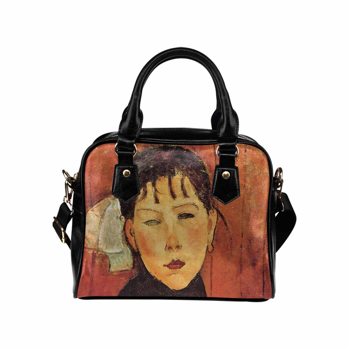 Shoulder PU Leather handbag, Modigliani design, choice of 2 colors, Marie