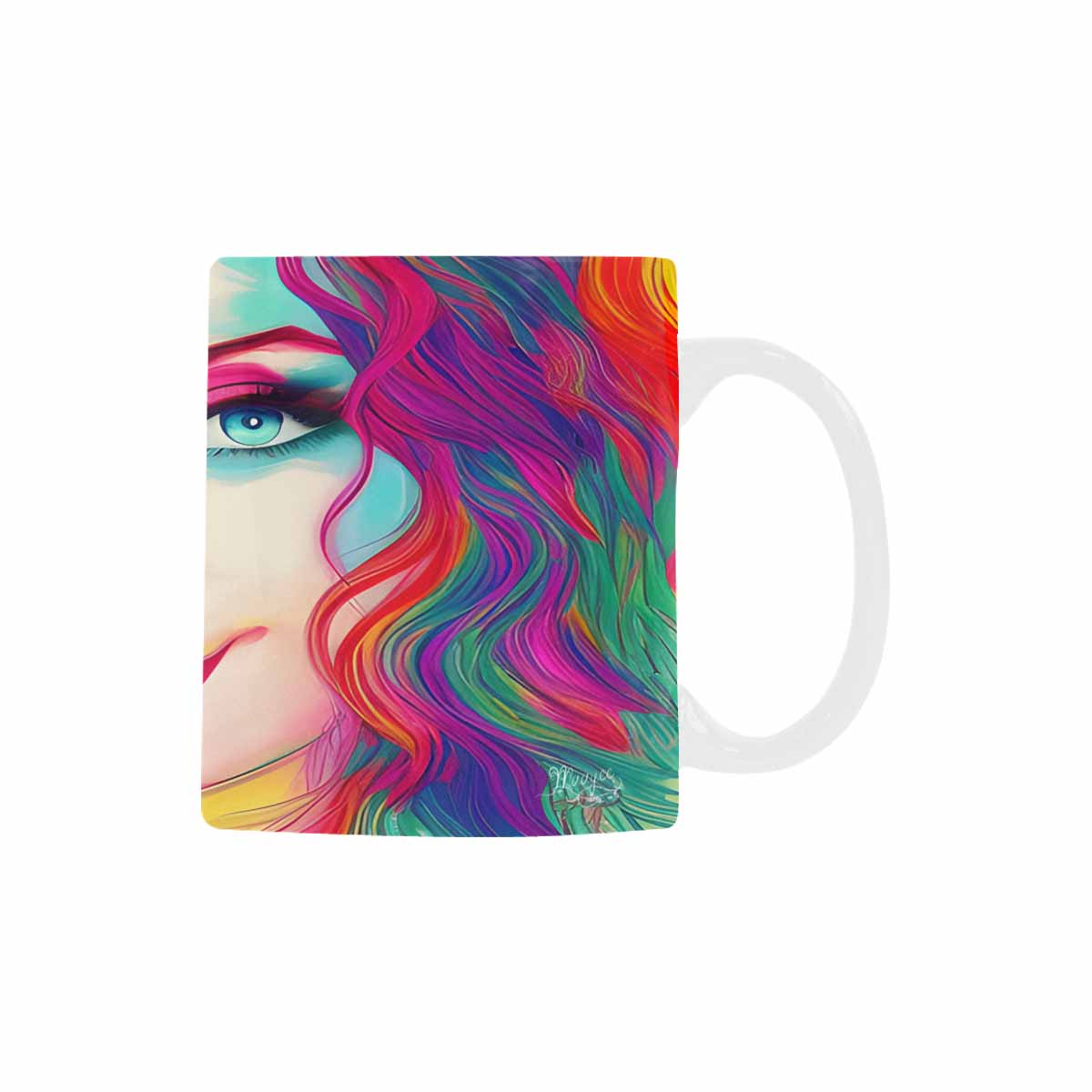 USA, Color Coffee Mug, tea cup, caucasian Face, design 14