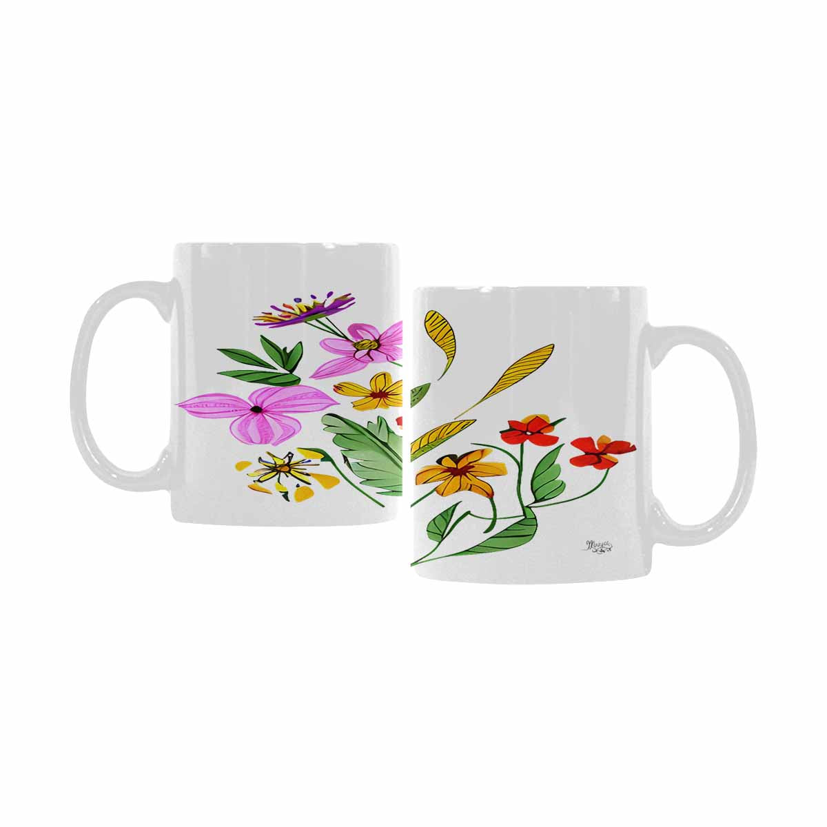 Quality Mug, coffee mug, tea cup, Bright florals, Set 2, design 83
