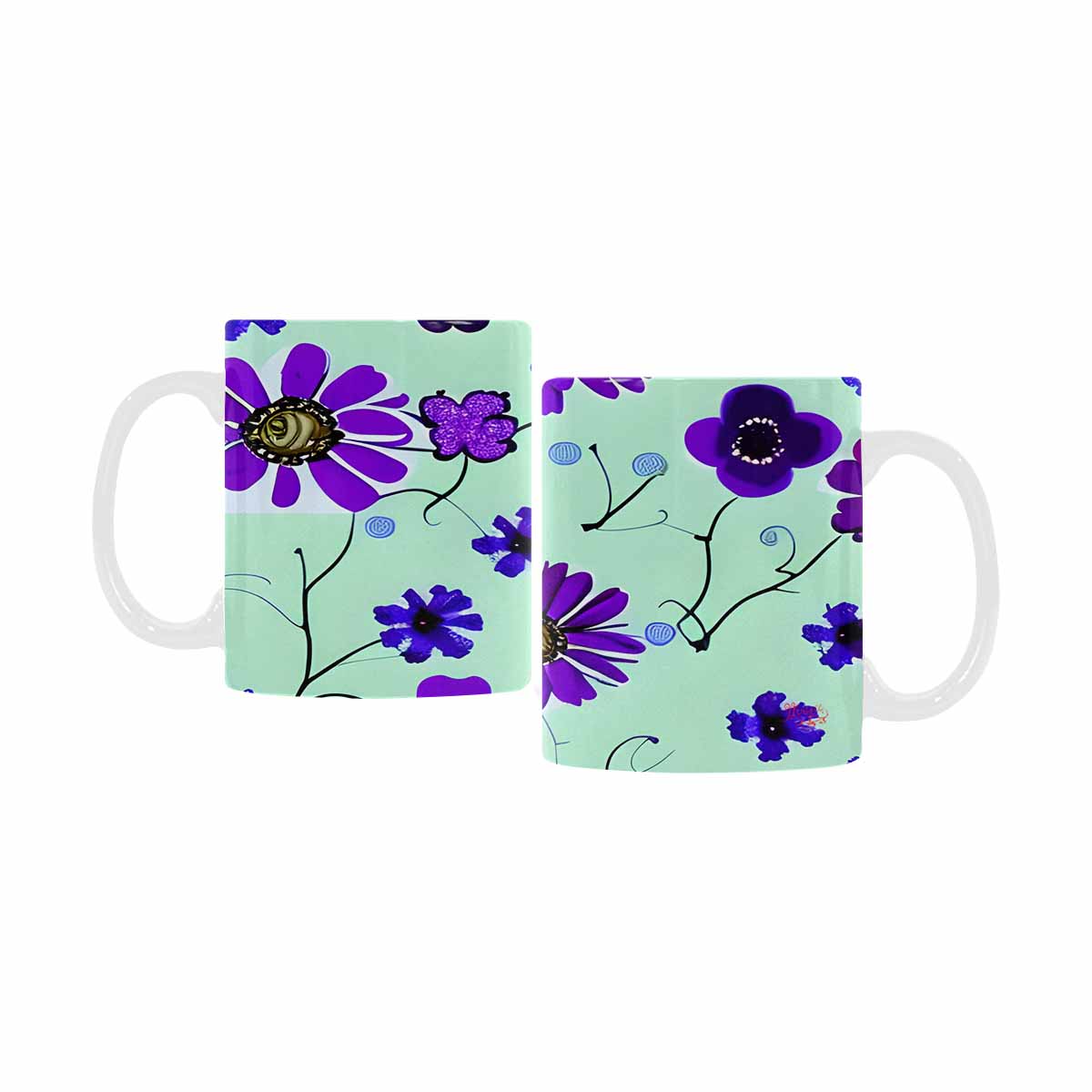 USA made Quality Mug, coffee mug, tea cup, Bright florals, Set 1, Design 137