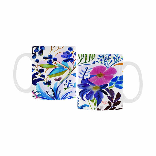 USA made Quality Mug, coffee mug, tea cup, Bright florals, Set 1, Design 23