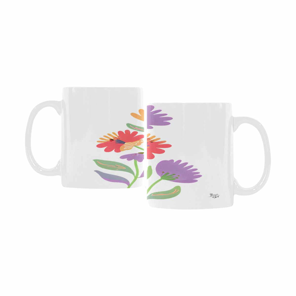 USA made Quality Mug, coffee mug, tea cup, Bright florals, Set 2, design 54