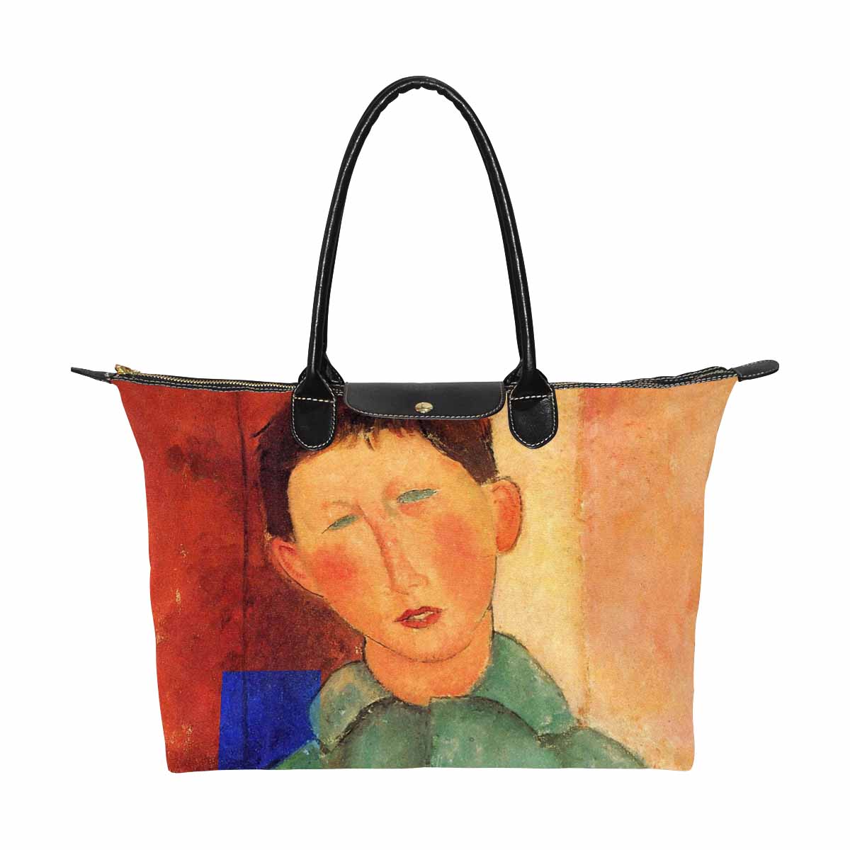 Classic handbag, Modigliani design, choice of 2 colors, Boy in a blue jacket version 1 & 2