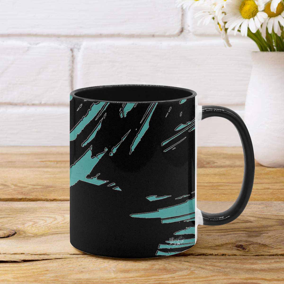 Coffee Mug, tea cup, black core, abstract, design 75