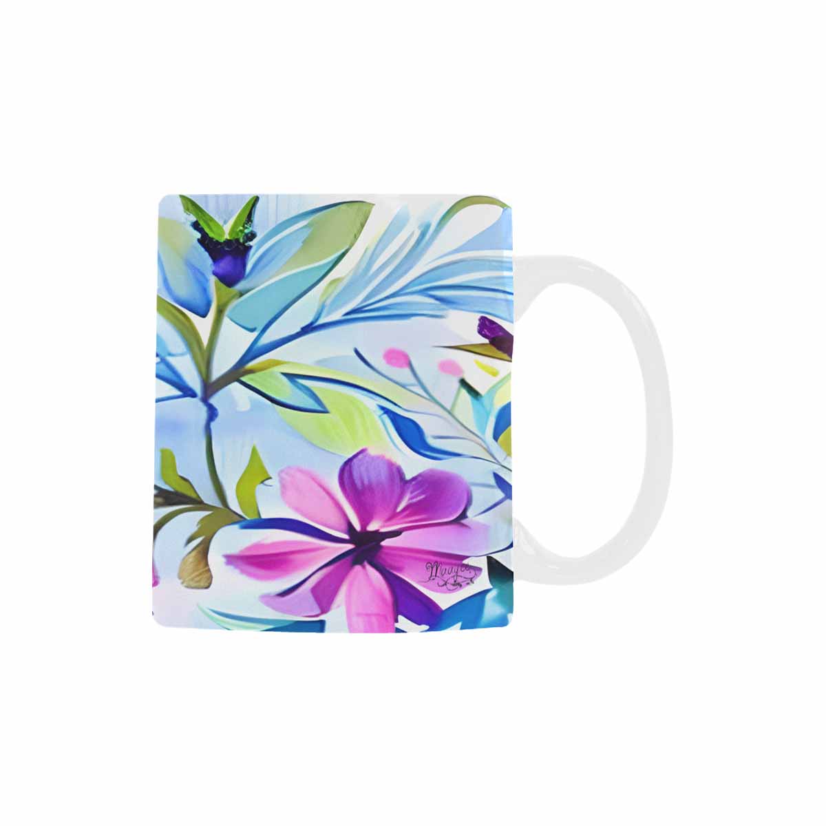 USA made Quality Mug, coffee mug, tea cup, Bright florals, Set 1, Design 14