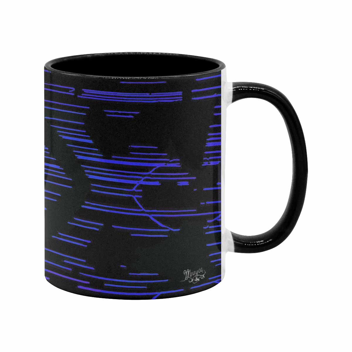 Coffee Mug, tea cup, black core, abstract, design 128