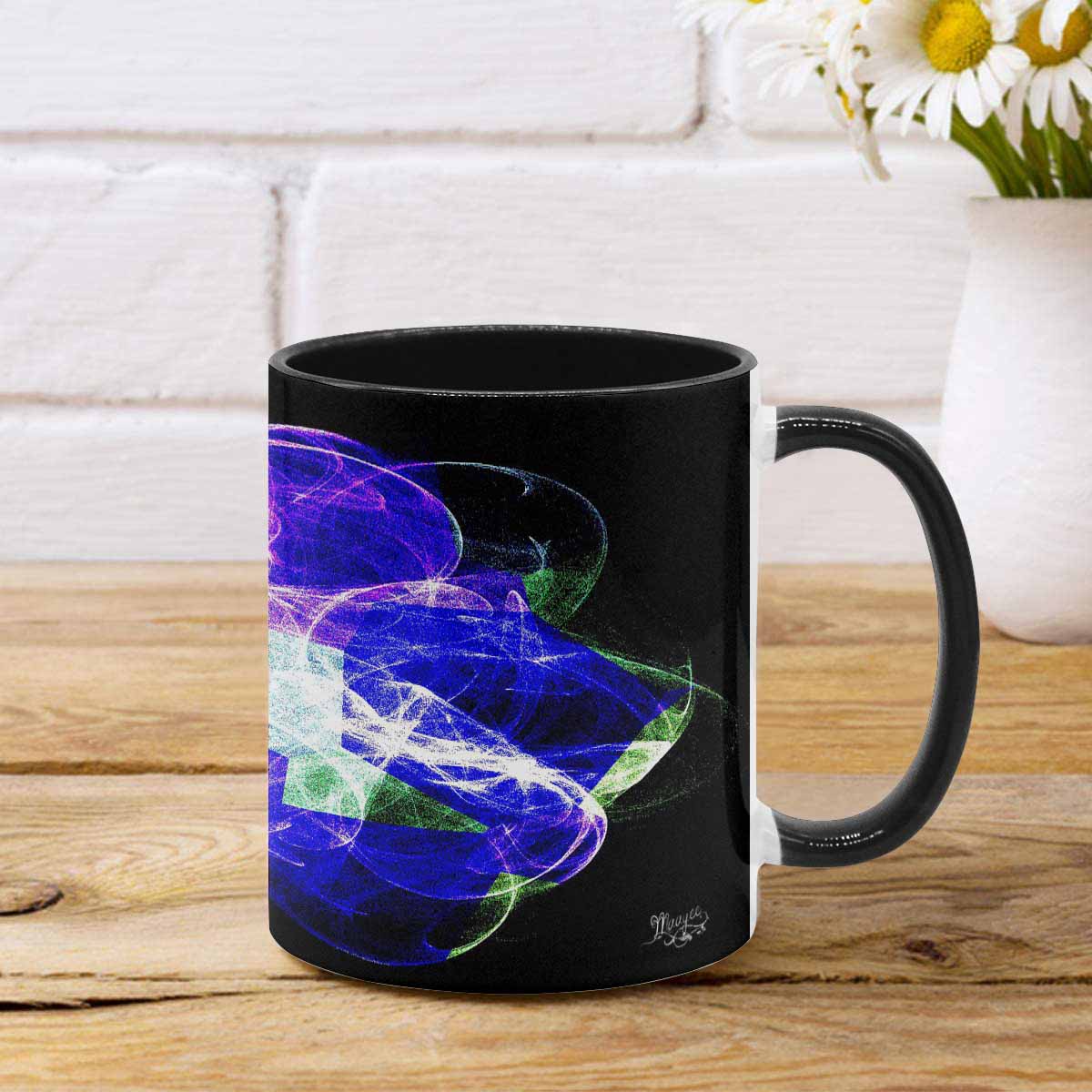 Coffee Mug, tea cup, black core, abstract, design 11