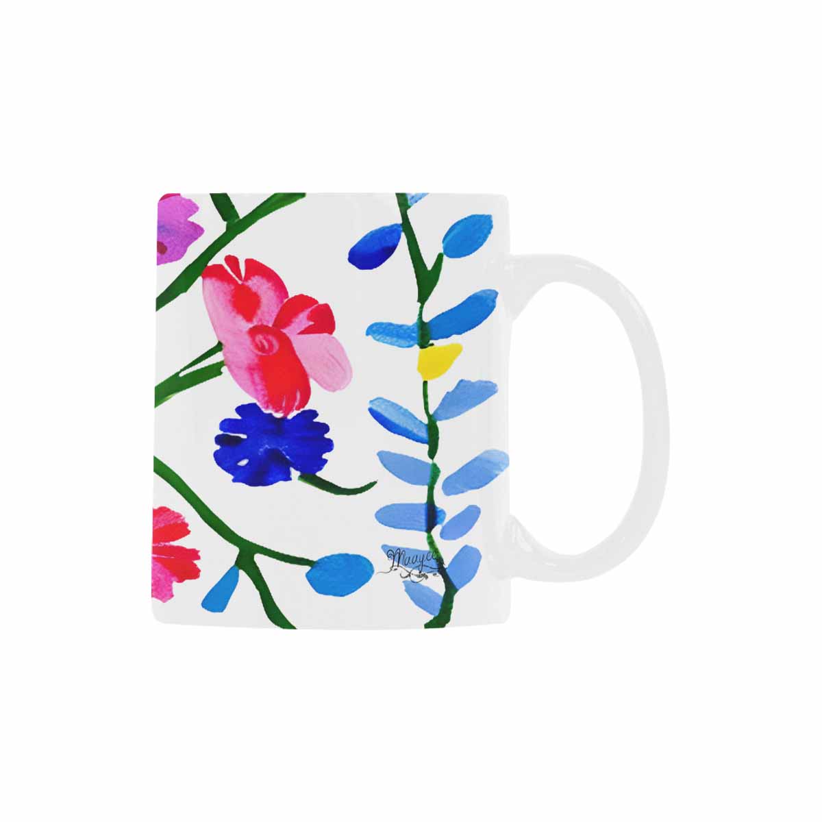 USA made Quality Mug, coffee mug, tea cup, Bright florals, Set 1A, Design 114