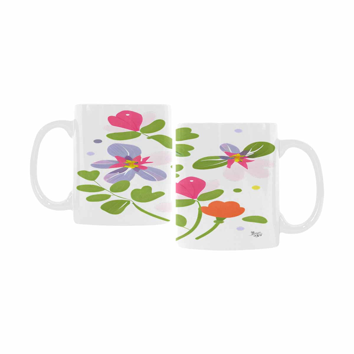 USA made Quality Mug, coffee mug, tea cup, Bright florals, Set 2, design 62