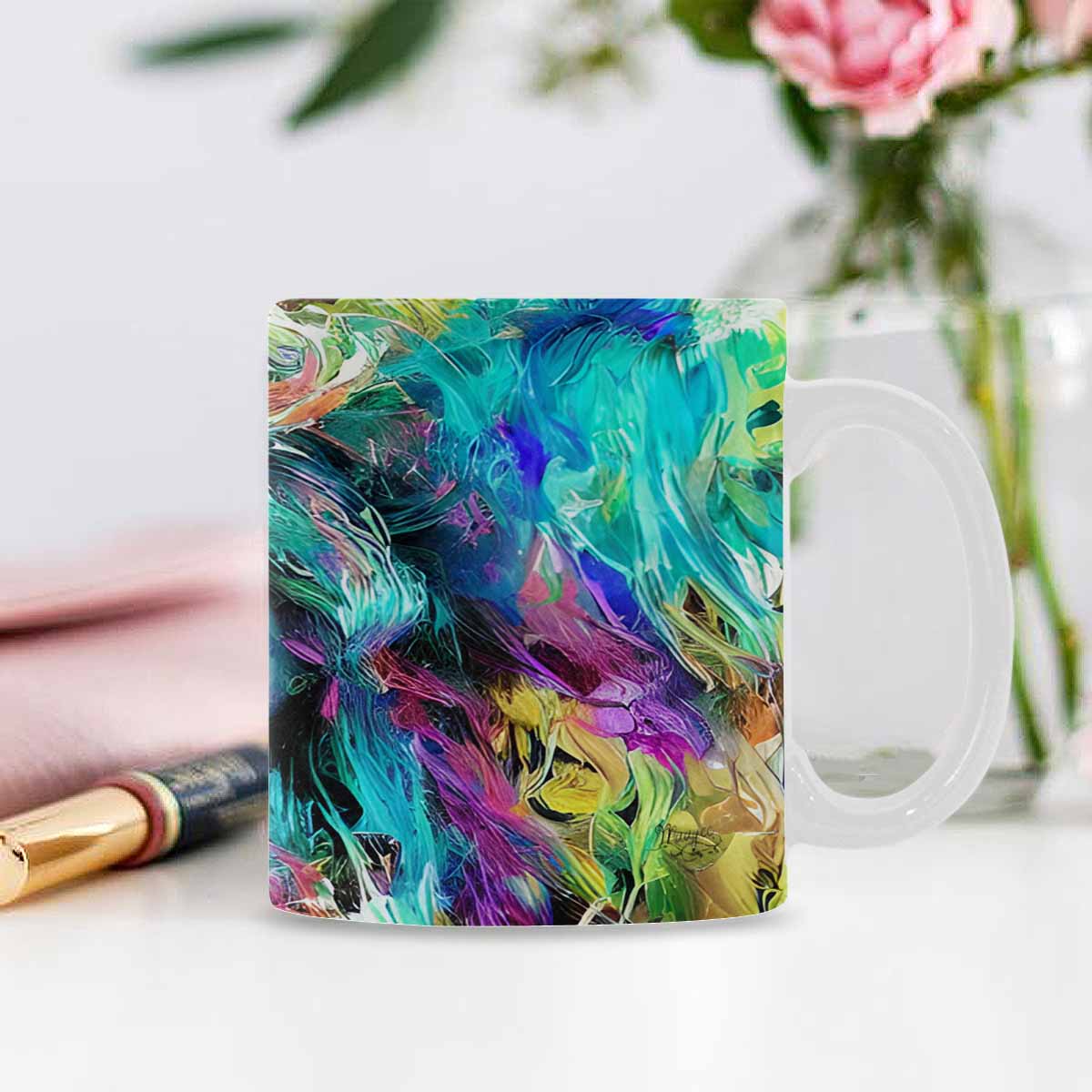 USA, Color Coffee Mug, tea cup, caucasian Face, design 10