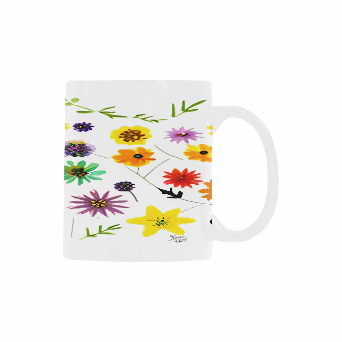 USA made Quality Mug, coffee mug, tea cup, Bright florals, Set 2, design 73