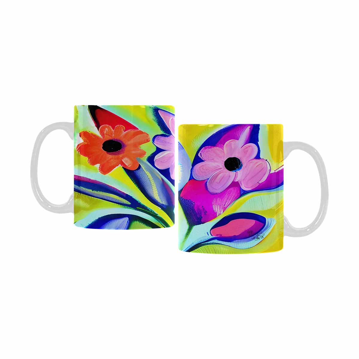 Quality Mug, coffee mug, tea cup, Bright florals, Set 1A, Design 69