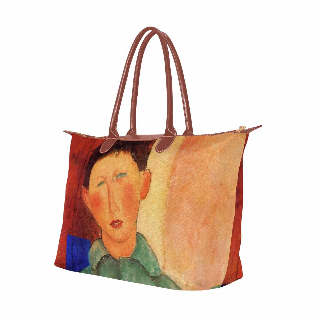 Classic handbag, Modigliani design, choice of 2 colors, Boy in a blue jacket version 1 & 2