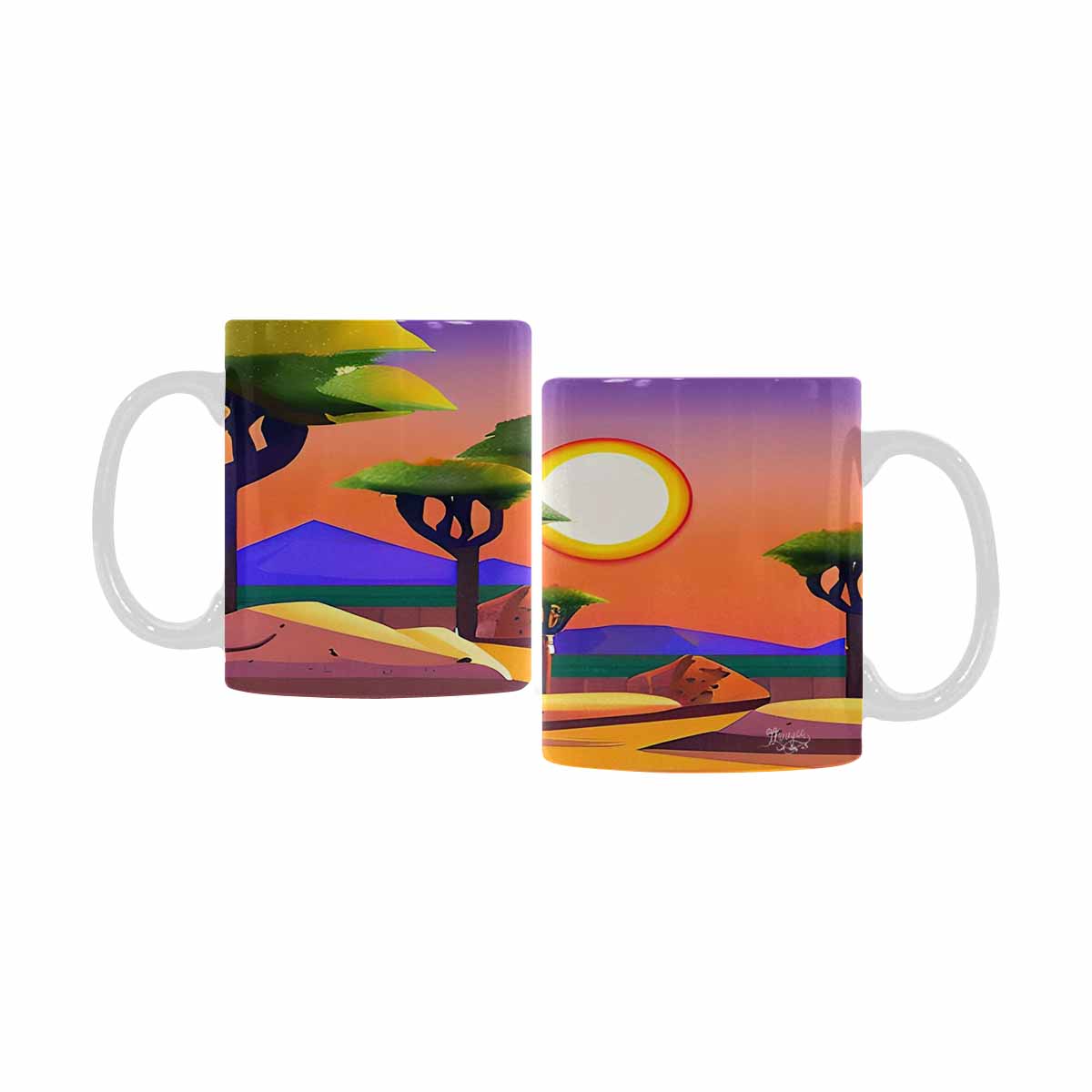 Coffee Mug, tea cup, desert scene, design 33