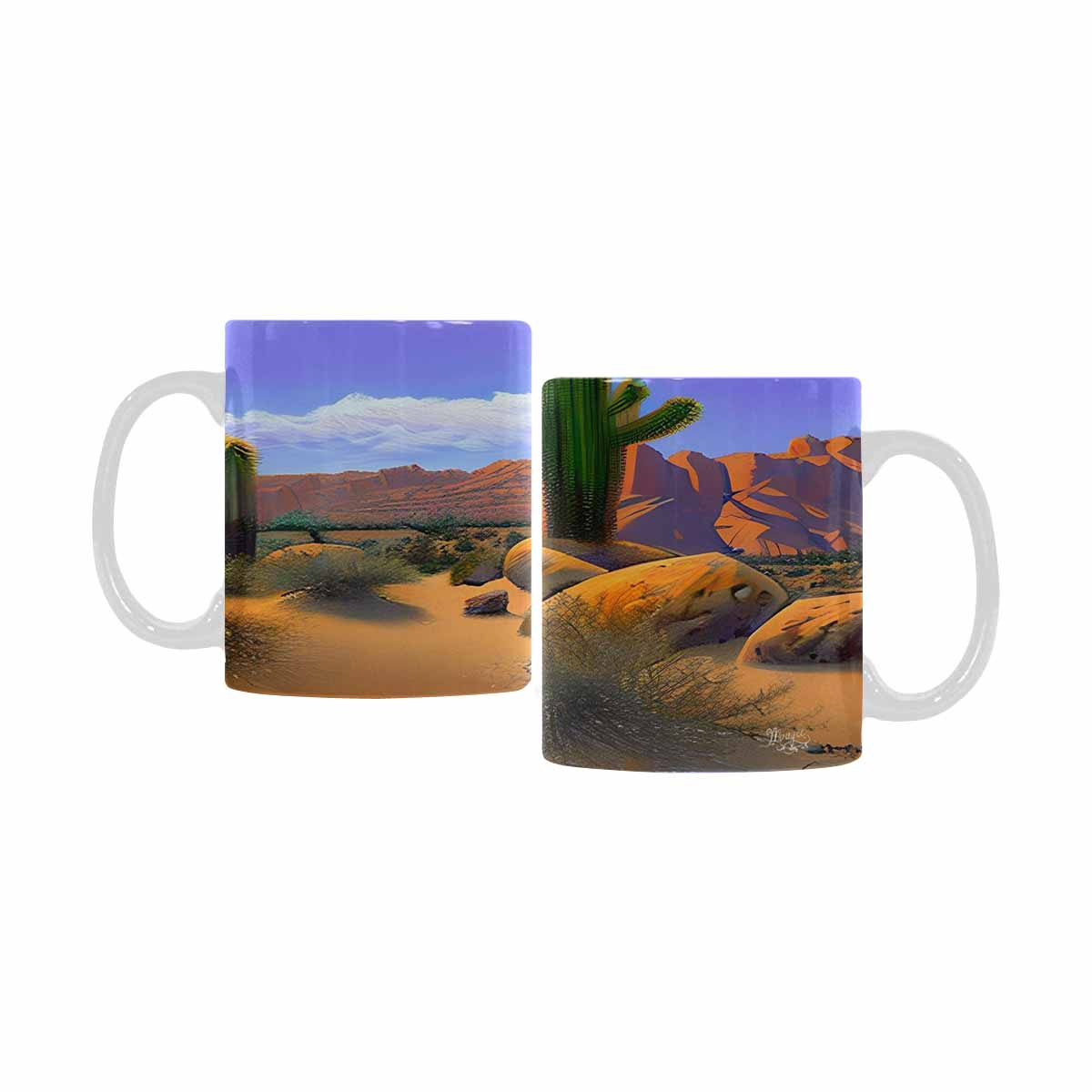 Coffee Mug, tea cup, desert scene, design 12