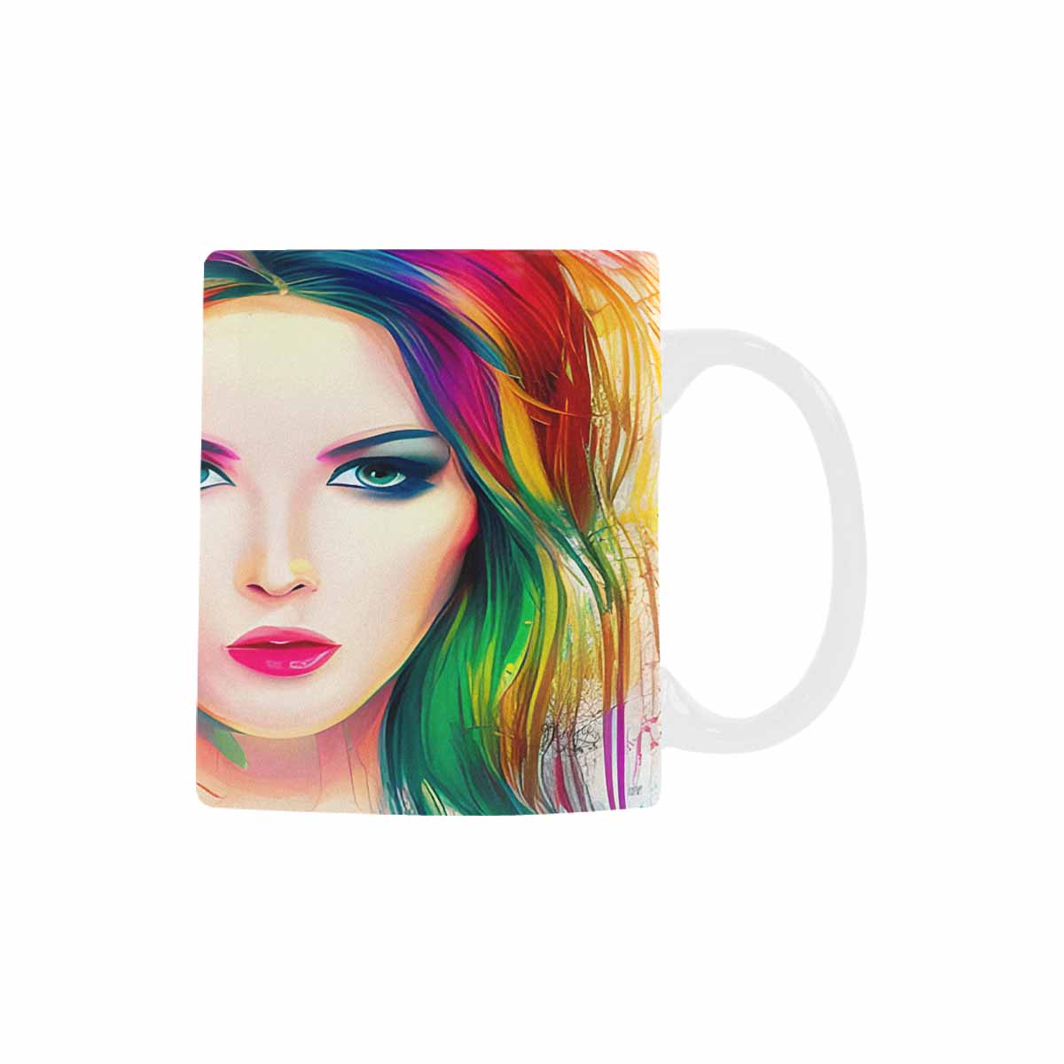 USA, Color Coffee Mug, tea cup, caucasian Face, design 11