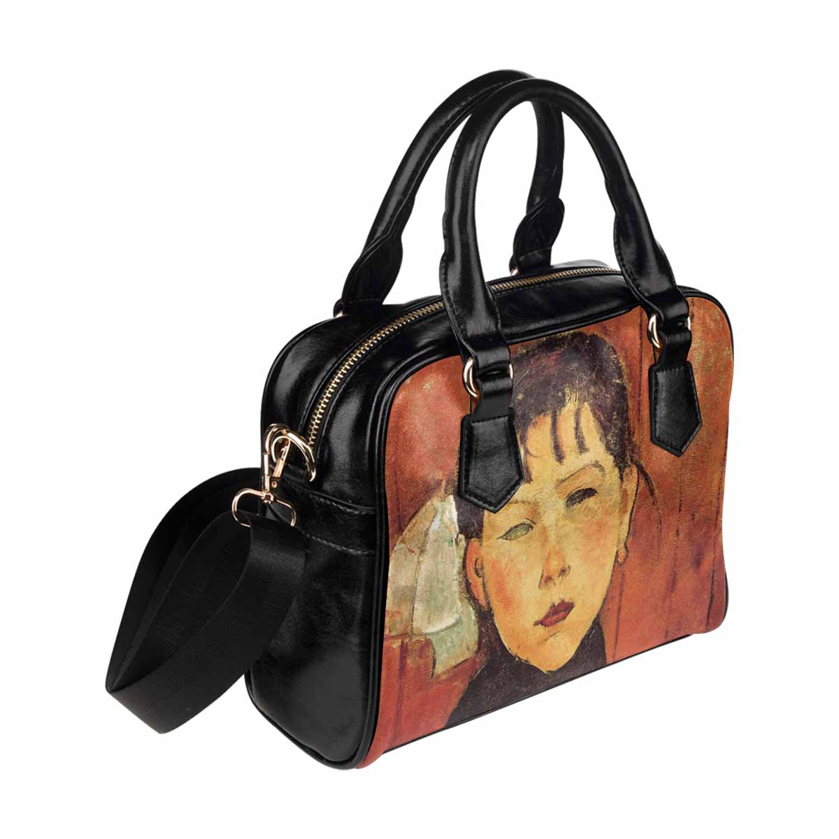 Shoulder PU Leather handbag, Modigliani design, choice of 2 colors, Marie