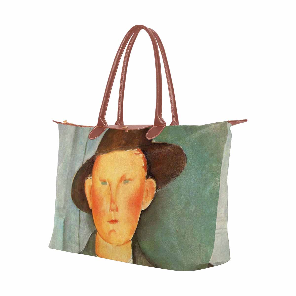 Classic handbag, Modigliani design, choice of 2 colors, Peasant boy version 1 & 2