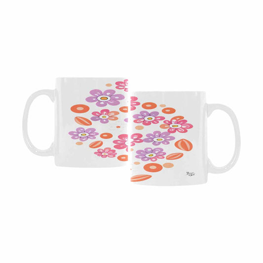 USA made Quality Mug, coffee mug, tea cup, Bright florals, Set 2, design 3