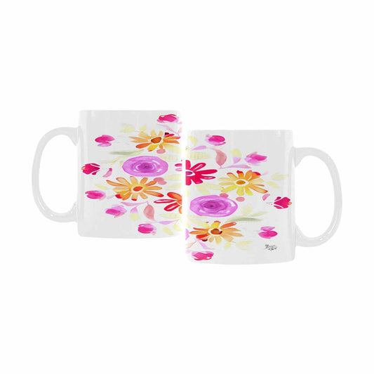 USA made Quality Mug, coffee mug, tea cup, Bright florals, Set 2, design 37