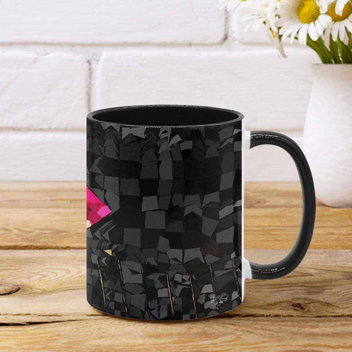 Coffee Mug, tea cup, black core, abstract, design 44