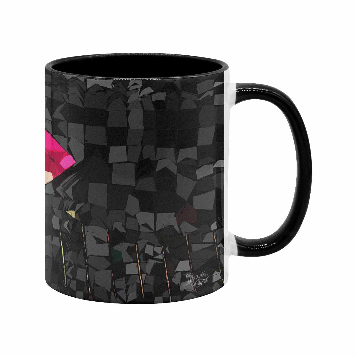 Coffee Mug, tea cup, black core, abstract, design 44