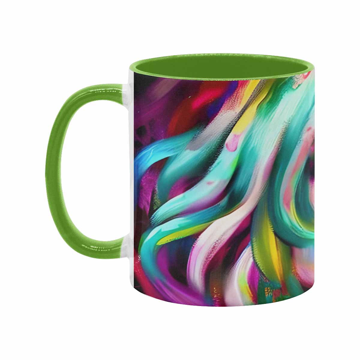 Coffee mug, tea cup, multicolor mug, caucasian type face, design 21