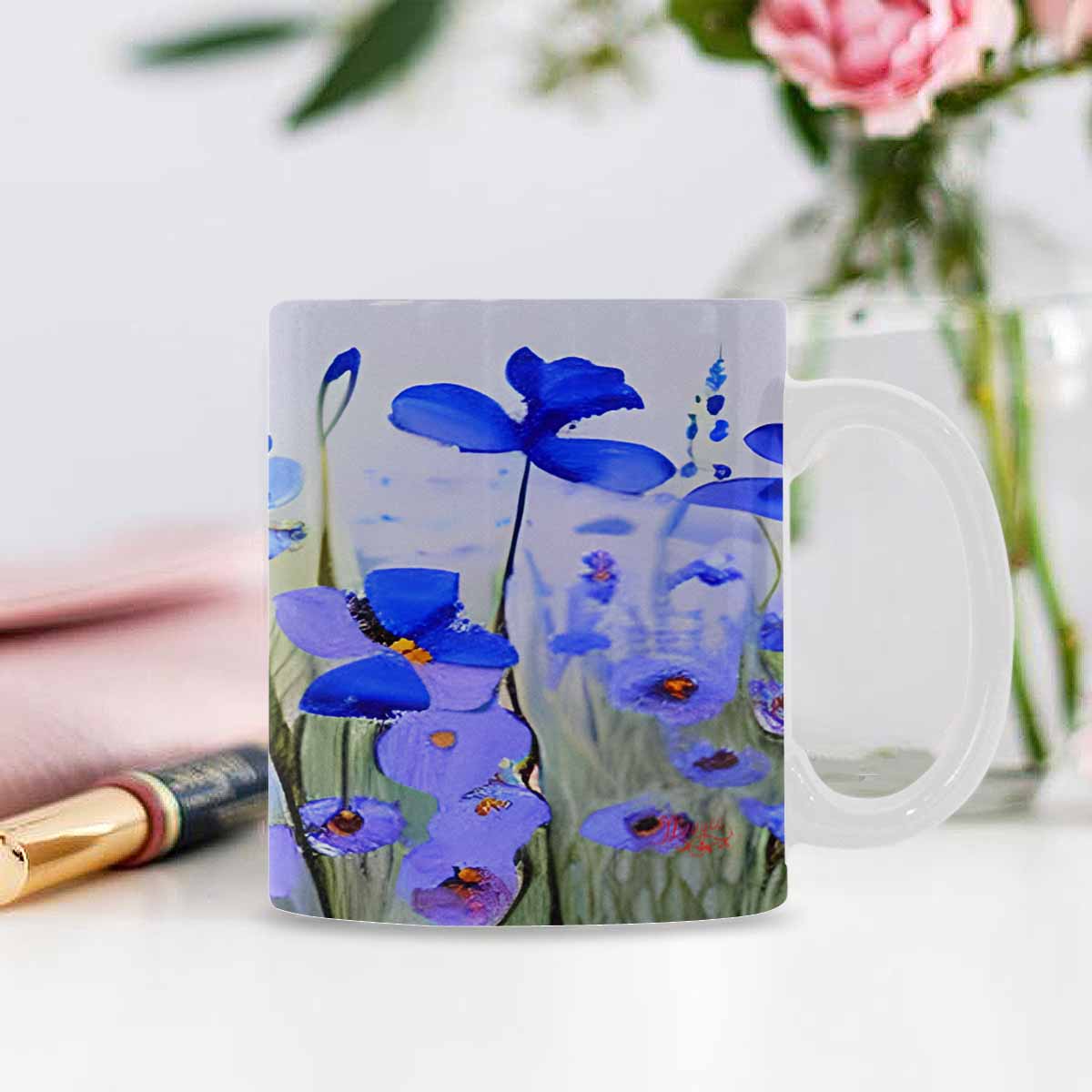USA made Quality Mug, coffee mug, tea cup, Bright florals, Set 1, Design 97
