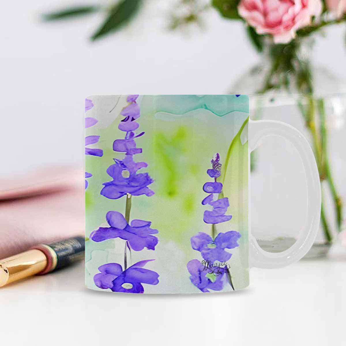 USA made Quality Mug, coffee mug, tea cup, Bright florals, Set 1, Design 106