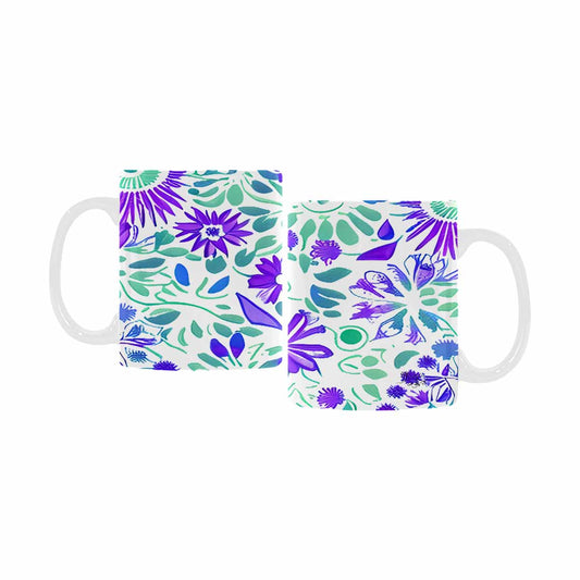 USA made Quality Mug, coffee mug, tea cup, Bright florals, Set 1A, Design 124