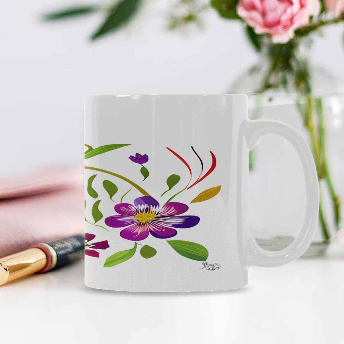 Quality Mug, coffee mug, tea cup, Bright florals, Set 2, design 75