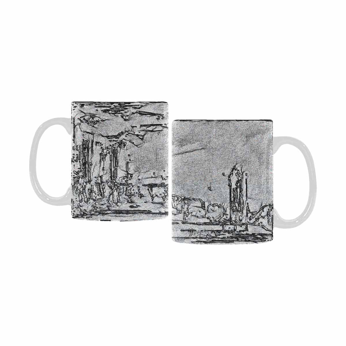 Quality Mug, coffee mug, tea cup, B & W Abstract, Set 1, design 95