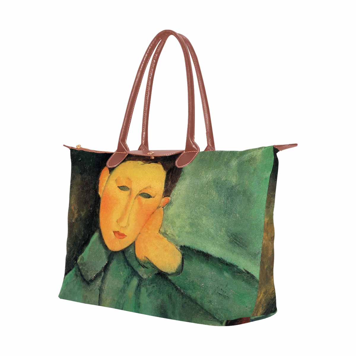 Classic handbag, Modigliani design, choice of 2 colors, Boy in a blue jacket version 1 & 2