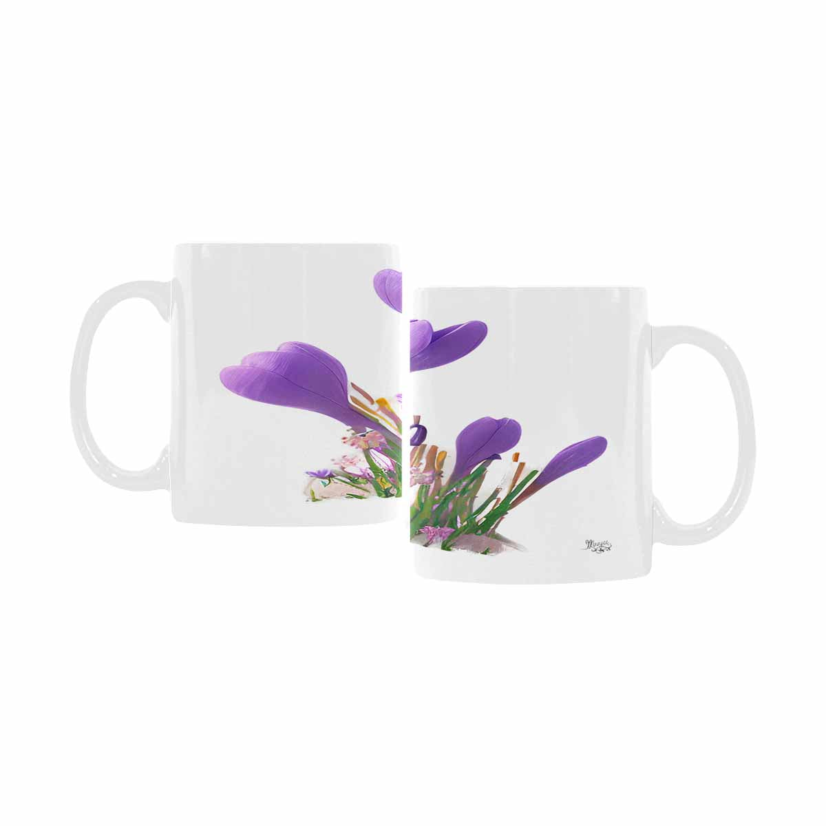 USA made Quality Mug, coffee mug, tea cup, Bright florals, Set 2, design 1