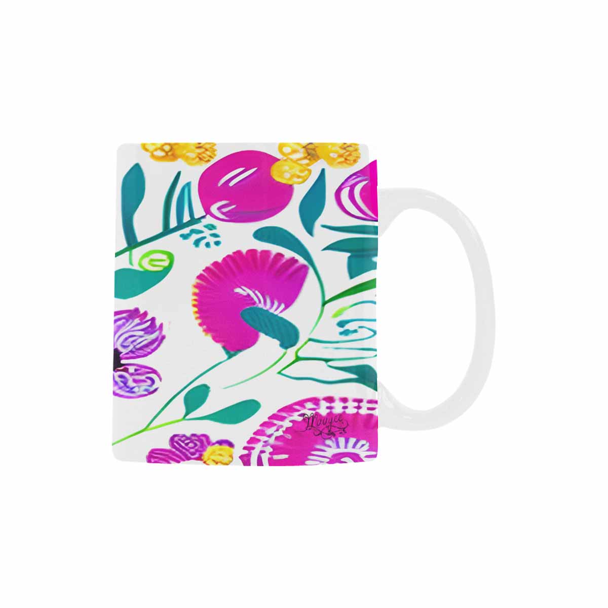 USA made Quality Mug, coffee mug, tea cup, Bright florals, Set 1, Design 132