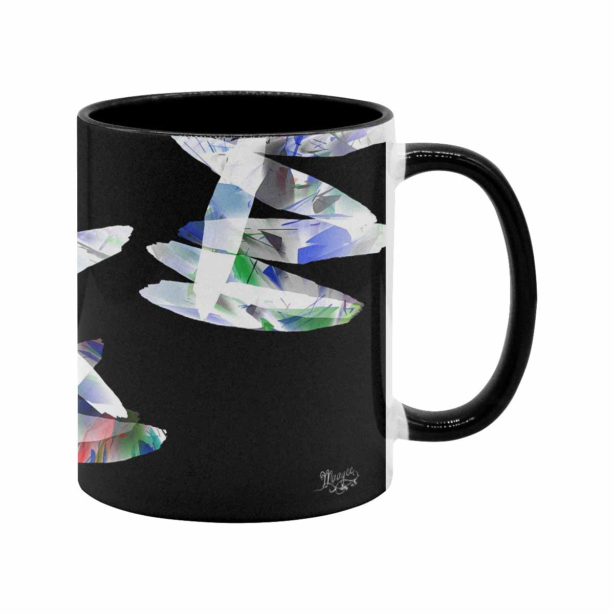 Coffee Mug, tea cup, black core, abstract, design 65