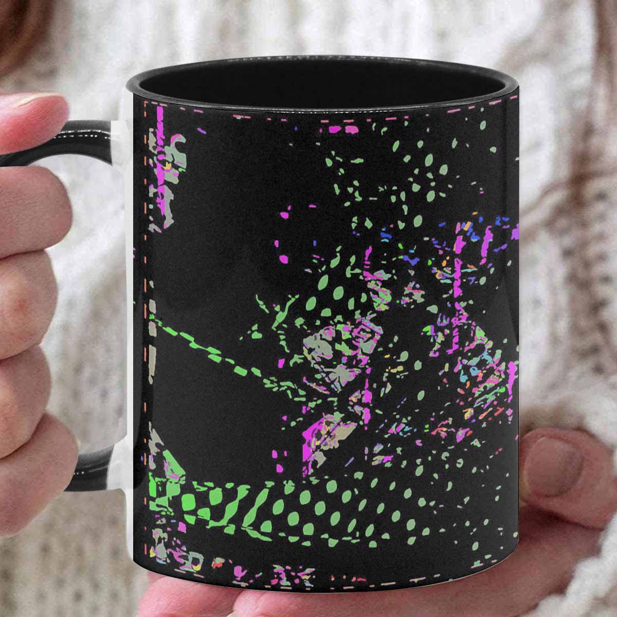 Coffee Mug, tea cup, black core, abstract, design 29