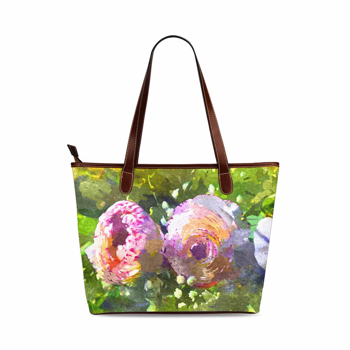 Classic Fabric handbag, watercolor floral, design 100