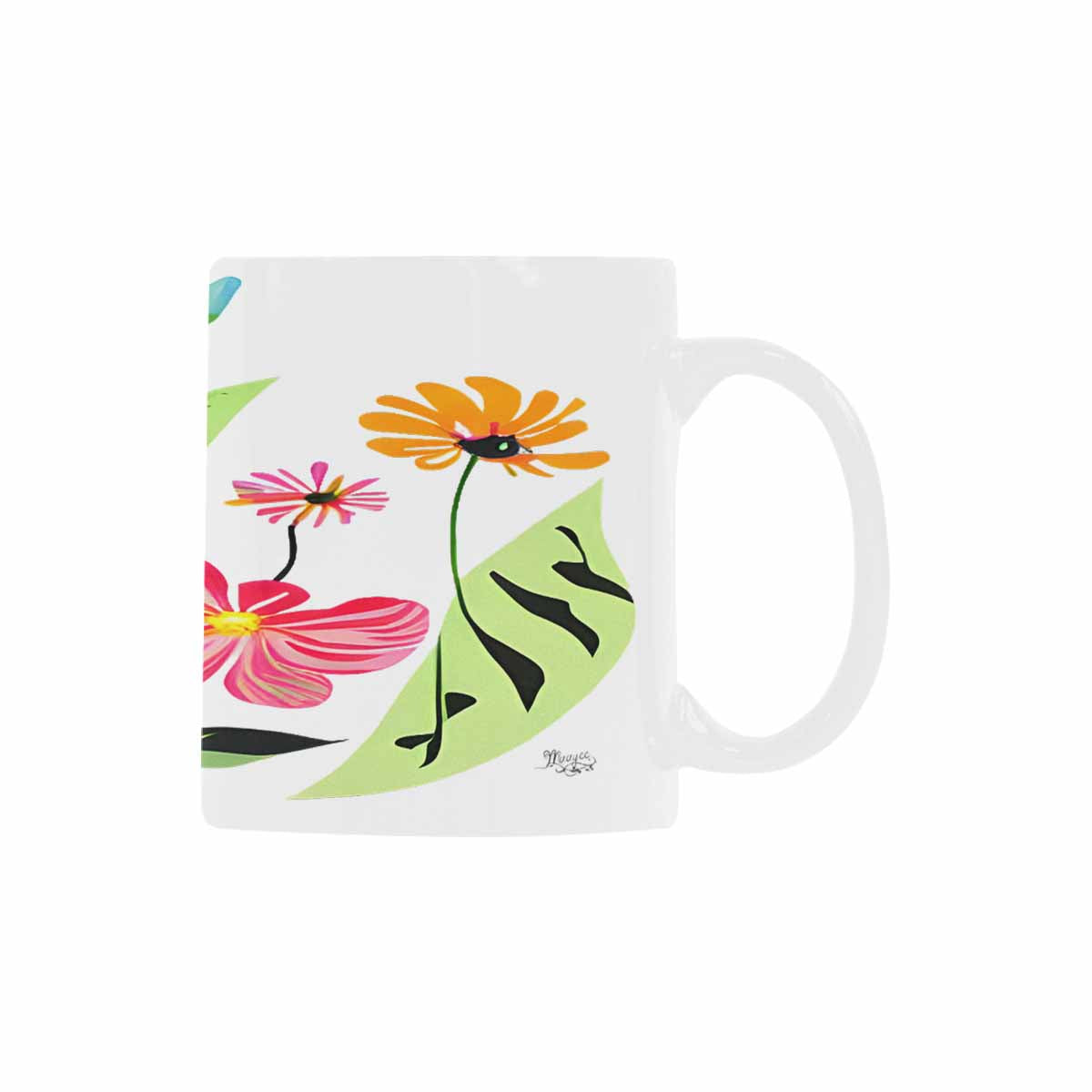 USA made Quality Mug, coffee mug, tea cup, Bright florals, Set 2, design 87