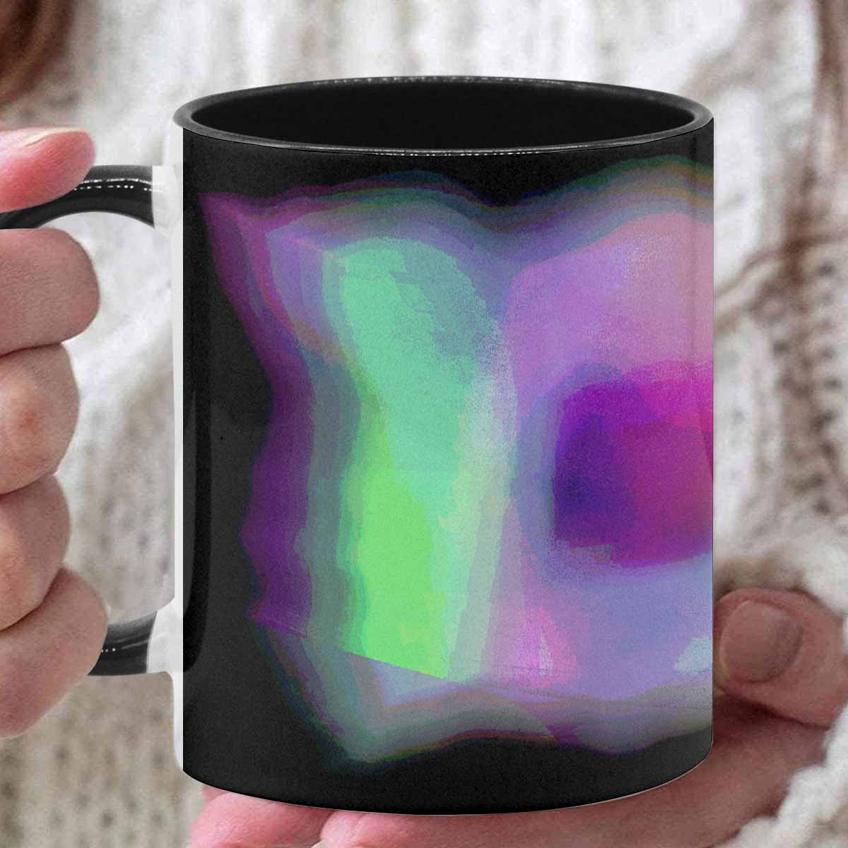 Coffee Mug, tea cup, black core, abstract, design 1