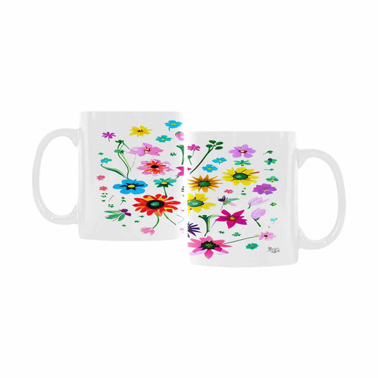 USA made Quality Mug, coffee mug, tea cup, Bright florals, Set 2, design 86