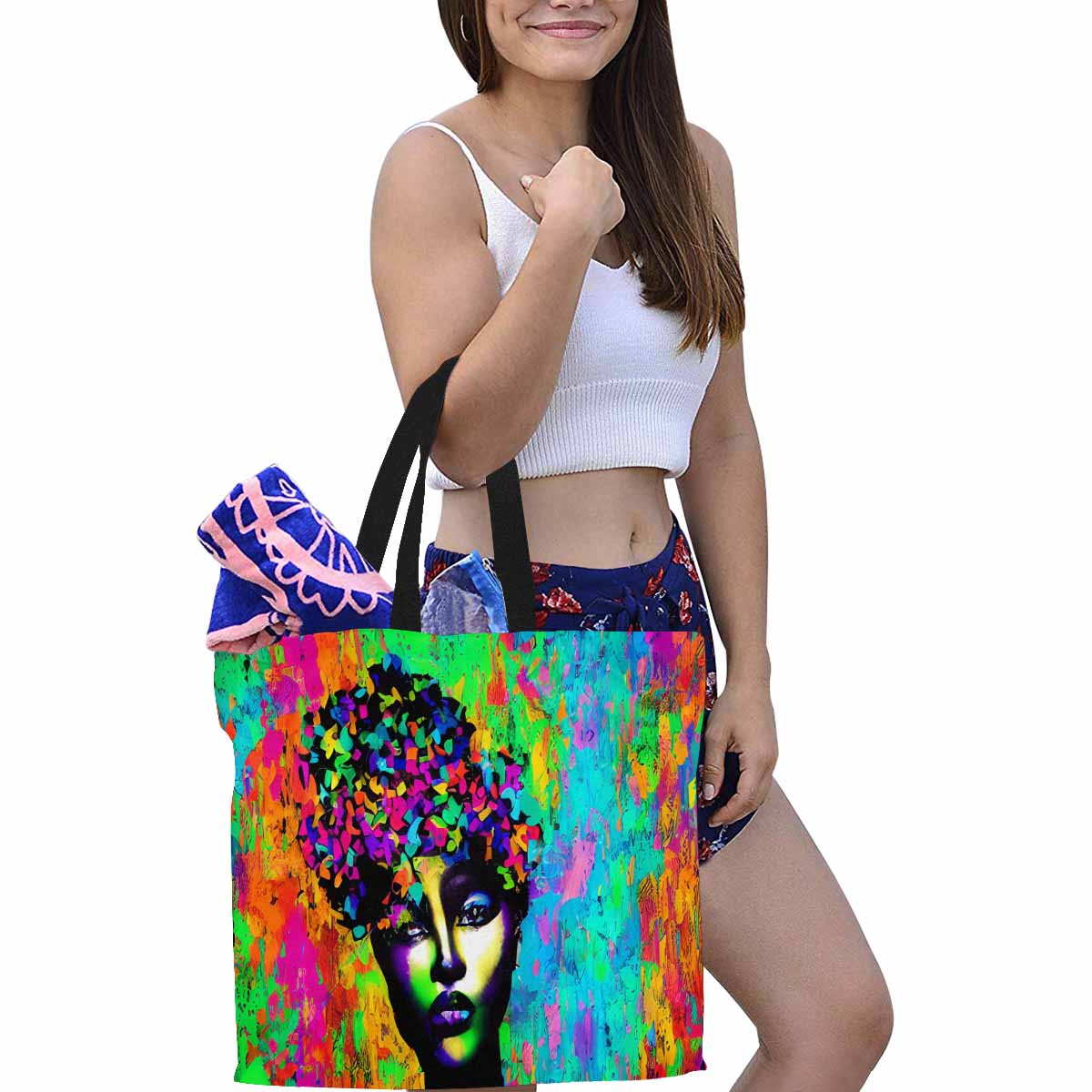 Canvas tote bag, Large, Black Faces, Set 1, design 72