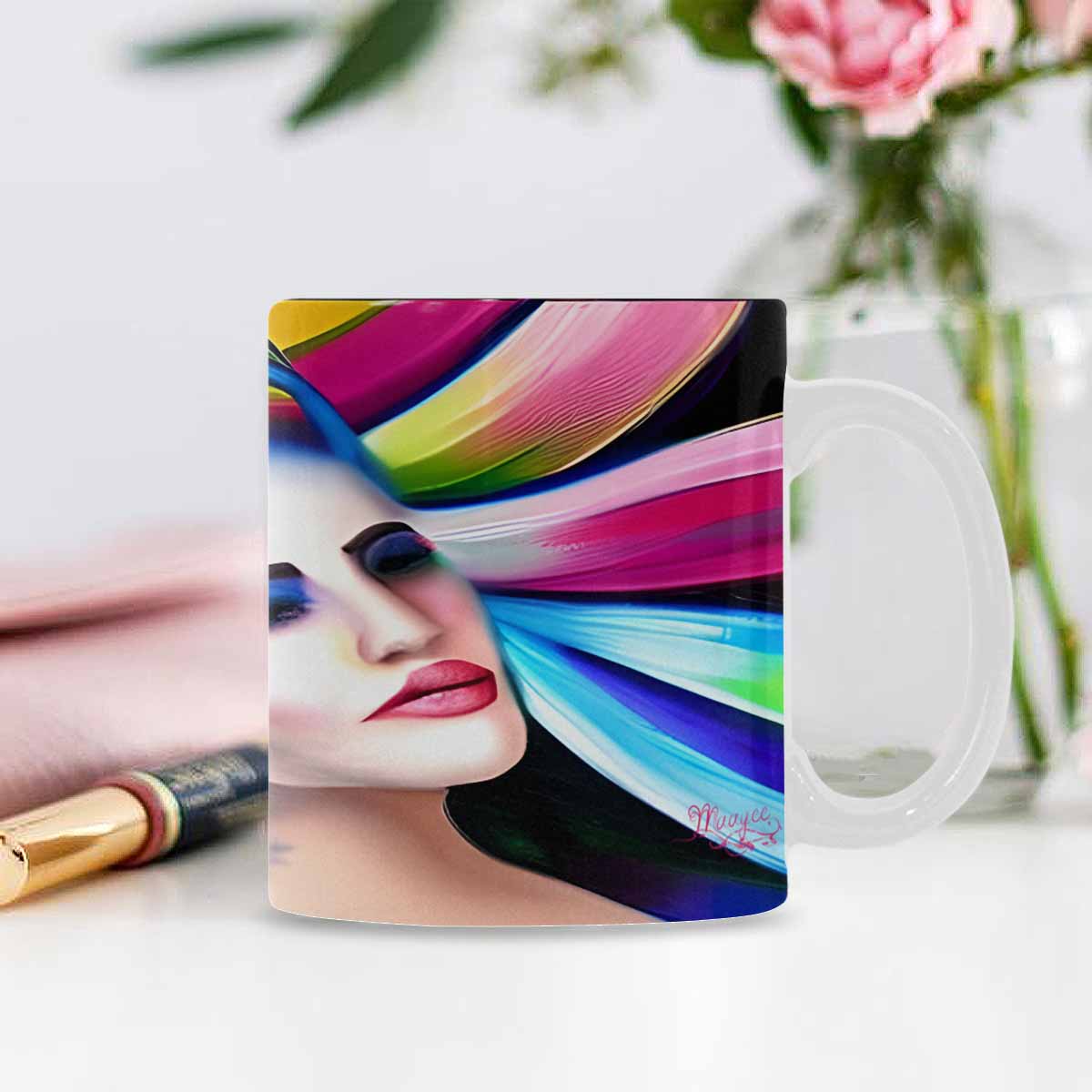 USA, Color Coffee Mug, tea cup, caucasian Face, design 25