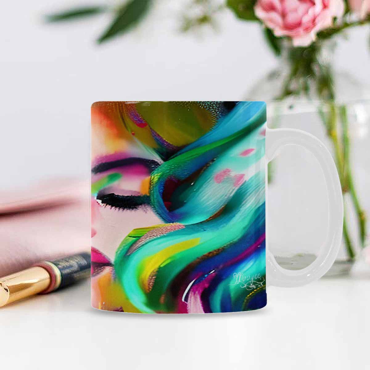 USA, Color Coffee Mug, tea cup, caucasian Face, design 21