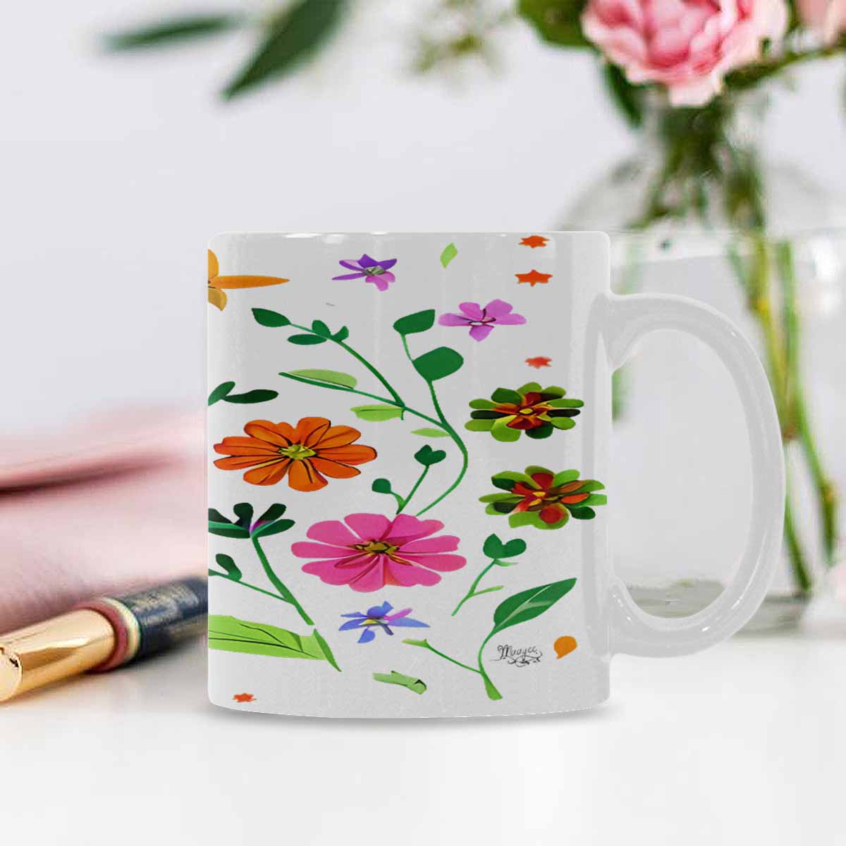 Quality Mug, coffee mug, tea cup, Bright florals, Set 2, design 67
