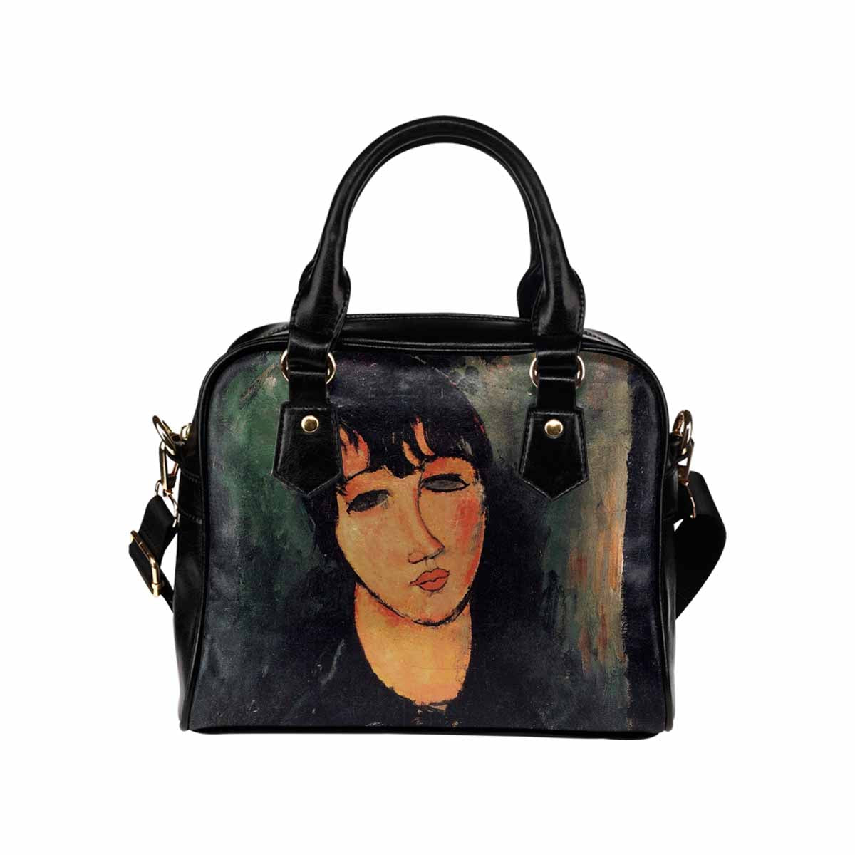 Shoulder PU Leather handbag, Modigliani design, choice of 2 colors, Housemaid