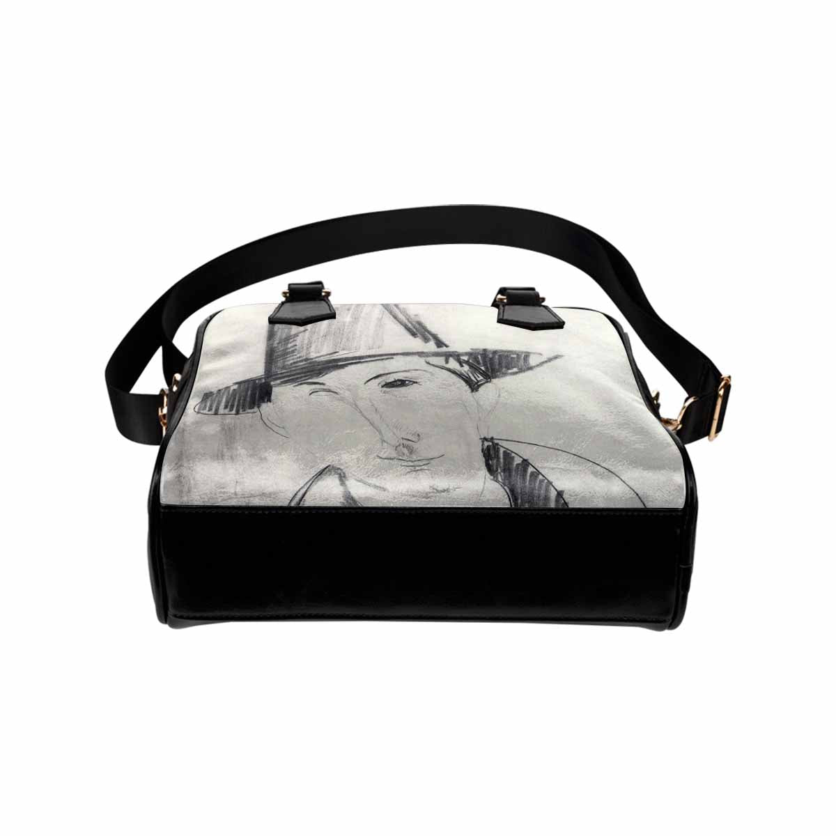 Shoulder PU Leather handbag, Modigliani design, choice of 2 colors, Mario Varvogli