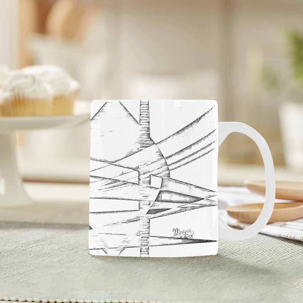 Quality Mug, coffee mug, tea cup, B & W Abstract, Set 1, design 146