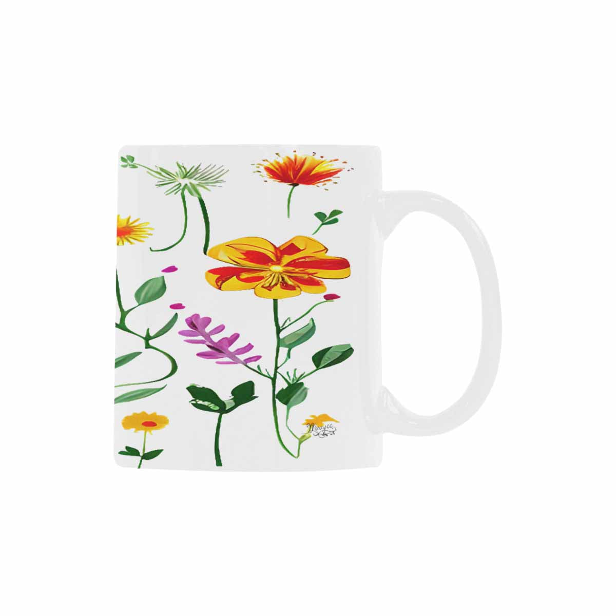 USA made Quality Mug, coffee mug, tea cup, Bright florals, Set 2, design 69