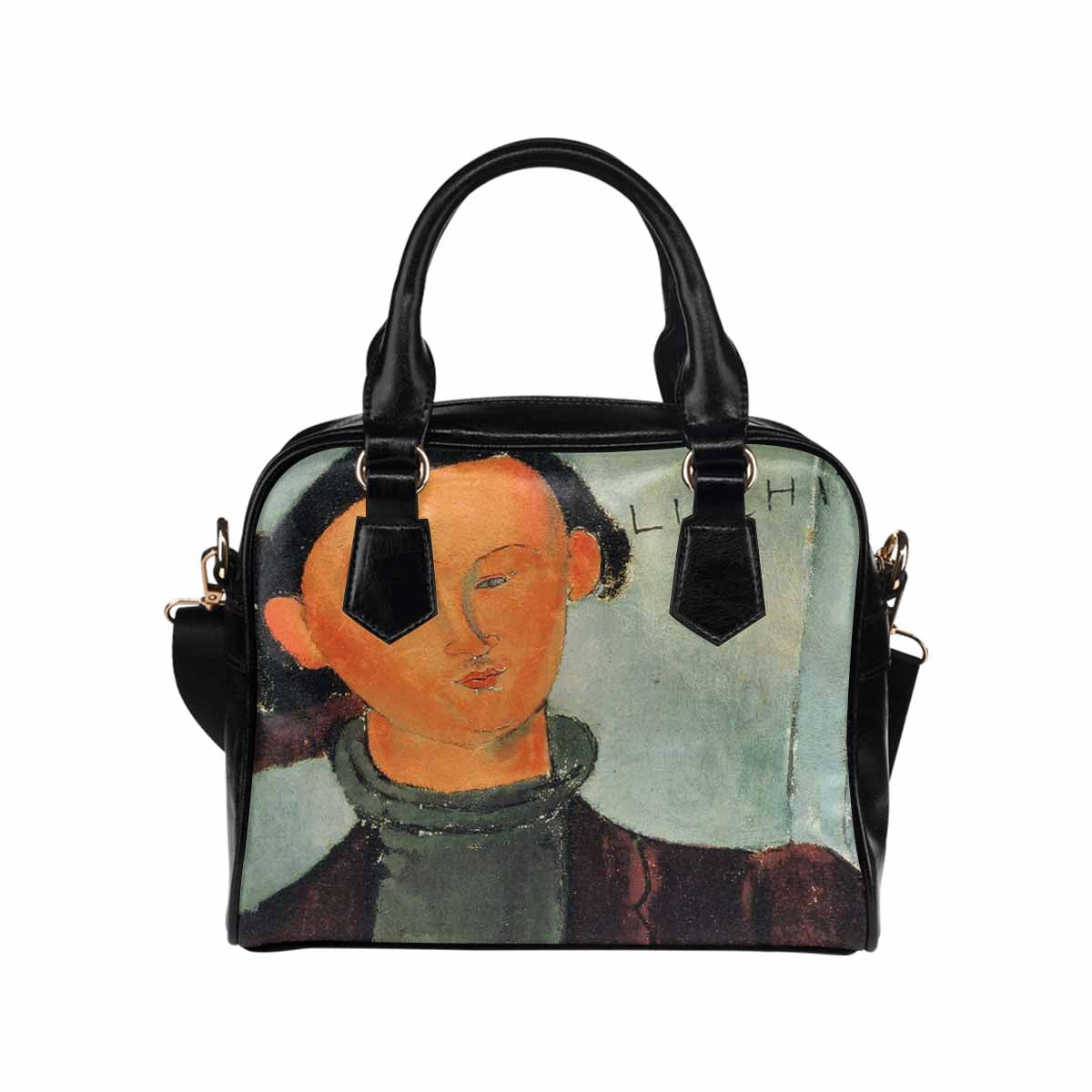 Shoulder PU Leather handbag, Modigliani design, choice of 2 colors, Jacques Lipchitz and his woman